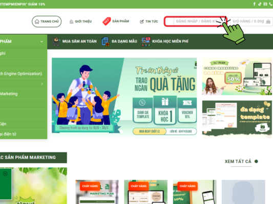 Nhấp vào mục “TÀI KHOẢN” trên trang web